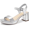 image:imageDREAM PAIRS Womens Platform Block Chunky Heels SandalsSilver