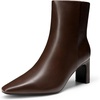 image:imageDREAM PAIRS Womens Square Toe Block Heel Ankle BootsChocolate