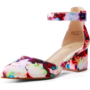 image:imageDREAM PAIRS ANNEE Pointed Toe Low Chunky Heel PumpsFloral