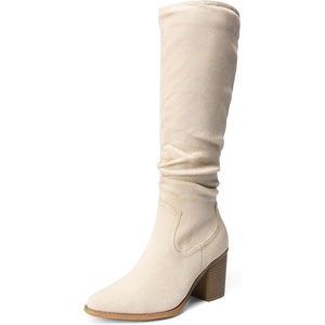 image:imageDREAM PAIRS Womens Slouchy KneeHigh Chunky Heel BootsBeige