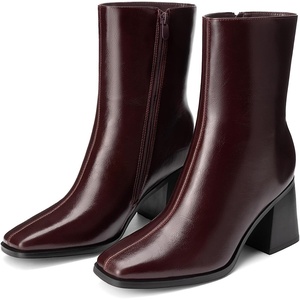 image:imageDREAM PAIRS Womens Square Toe Ankle BootsBurgundy