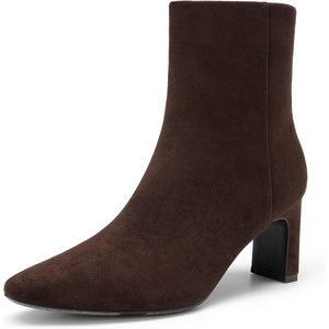 image:imageDREAM PAIRS Womens Square Toe Block Heel Ankle BootsBrown
