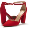image:imageDREAM PAIRS Womens Coco High Heels Chunky PumpsRedSuede