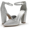 image:imageDREAM PAIRS Womens Coco High Heels Chunky PumpsSilverGlitter