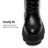 image:imageDREAM PAIRS Womens Combat Boots Lace up Mid Calf BootsBlackPu