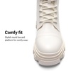 image:imageDREAM PAIRS Womens Combat Boots Lace up Mid Calf BootsWhite