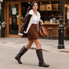 image:imageDREAM PAIRS Womens Wide Calf Flat Tall Knee High BootsSummitbrown