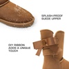 image:imageDREAM PAIRS Womens Winter Snow Boots FuzzyChic Bow Genuine Suede Leather Faux Fur Lining Memory Foam Warm Winter Short Booties for Outdoor Indoor