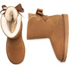image:imageDREAM PAIRS Womens Winter Snow Boots FuzzyChic Bow Genuine Suede Leather Faux Fur Lining Memory Foam Warm Winter Short Booties for Outdoor Indoor