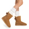 image:imageDREAM PAIRS Womens Winter Snow Boots FuzzyChic Bow Genuine Suede Leather Faux Fur Lining Memory Foam Warm Winter Short Booties for Outdoor Indoor