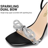 image:imageDream Pairs Womens Double Bowknots Heels Stiletto Heels with Rhinestone Bow Slingback High Heeled Sandals Square Toe ShoesBlack