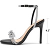 image:imageDream Pairs Womens Double Bowknots Heels Stiletto Heels with Rhinestone Bow Slingback High Heeled Sandals Square Toe ShoesBlack