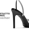 image:imageDream Pairs Womens Double Bowknots Heels Stiletto Heels with Rhinestone Bow Slingback High Heeled Sandals Square Toe ShoesBlack