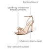 image:imageDream Pairs Womens Double Bowknots Heels Stiletto Heels with Rhinestone Bow Slingback High Heeled Sandals Square Toe ShoesChampagne