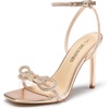 image:imageDream Pairs Womens Double Bowknots Heels Stiletto Heels with Rhinestone Bow Slingback High Heeled Sandals Square Toe ShoesChampagne