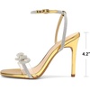 image:imageDream Pairs Womens Double Bowknots Heels Stiletto Heels with Rhinestone Bow Slingback High Heeled Sandals Square Toe ShoesGoldpat