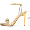 image:imageDream Pairs Womens Double Bowknots Heels Stiletto Heels with Rhinestone Bow Slingback High Heeled Sandals Square Toe ShoesGoldrhinestone