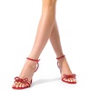 image:imageDream Pairs Womens Double Bowknots Heels Stiletto Heels with Rhinestone Bow Slingback High Heeled Sandals Square Toe ShoesRedsatin