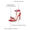image:imageDream Pairs Womens Double Bowknots Heels Stiletto Heels with Rhinestone Bow Slingback High Heeled Sandals Square Toe ShoesRedsatin