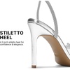 image:imageDream Pairs Womens Double Bowknots Heels Stiletto Heels with Rhinestone Bow Slingback High Heeled Sandals Square Toe ShoesSilver