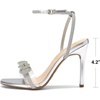 image:imageDream Pairs Womens Double Bowknots Heels Stiletto Heels with Rhinestone Bow Slingback High Heeled Sandals Square Toe ShoesSilver