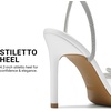 image:imageDream Pairs Womens Double Bowknots Heels Stiletto Heels with Rhinestone Bow Slingback High Heeled Sandals Square Toe ShoesWhite