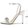 image:imageDream Pairs Womens Double Bowknots Heels Stiletto Heels with Rhinestone Bow Slingback High Heeled Sandals Square Toe ShoesWhite