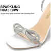 image:imageDream Pairs Womens Double Bowknots Heels Stiletto Heels with Rhinestone Bow Slingback High Heeled Sandals Square Toe ShoesWhite