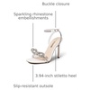 image:imageDream Pairs Womens Double Bowknots Heels Stiletto Heels with Rhinestone Bow Slingback High Heeled Sandals Square Toe ShoesWhite