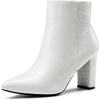 image:imageDREAM PAIRS Womens Chunky Heel Ankle BootiesWhiteStonePu