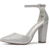 image:imageDREAM PAIRS Womens Coco High Heels Chunky PumpsSilverGlitter