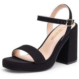 image:imageDREAM PAIRS Heels for Women Block Chunky Platform SandalBlacknubuck