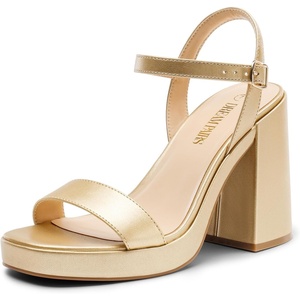image:imageDREAM PAIRS Heels for Women Block Chunky Platform SandalGold