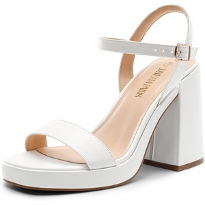 image:imageDREAM PAIRS Heels for Women Block Chunky Platform SandalWhite