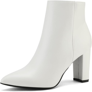 image:imageDREAM PAIRS Womens Chunky Heel Ankle BootiesWhitePu