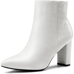 image:imageDREAM PAIRS Womens Chunky Heel Ankle BootiesWhiteStonePu