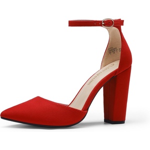 image:imageDREAM PAIRS Womens Coco High Heels Chunky PumpsRedSuede