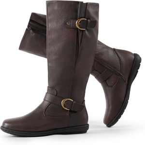 image:imageDREAM PAIRS Womens Wide Calf Flat Tall Knee High BootsSummitbrown