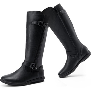 image:imageDREAM PAIRS Womens Wide Calf Flat Tall Knee High BootsTraceblack
